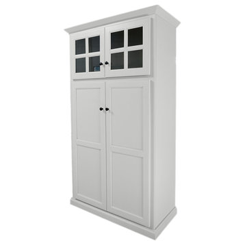Traditional Pantry with Upper Cabinet Storage, Soft White