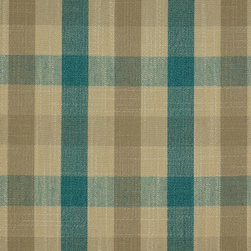 Paroo Cotton Blend Small Check Curtains & Drapes Upholstery Fabric in Celadon Bl - Upholstery Fabric