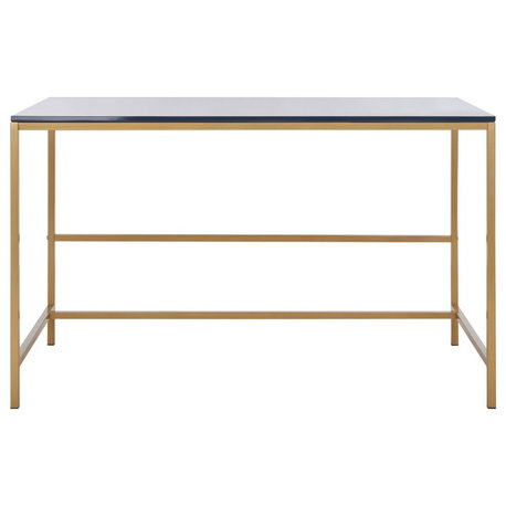 Safavieh Nova Glossy Wooden Desk, Navy/Gold