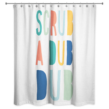 Scrub A Dub Dub Bright Tones Design 71x74 Shower Curtain