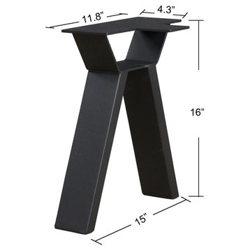 A Type Heavy Duty Table Leg for DIY, Black, 16''