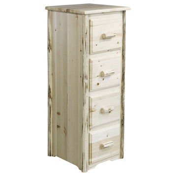 Montana Collection 4-Drawer File Cabinet, Clear Lacquer Finish