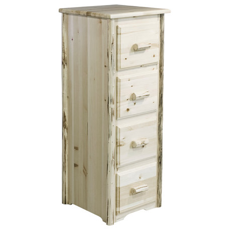 Montana Collection 4-Drawer File Cabinet, Clear Lacquer Finish