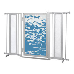 Fusion Gates - Fusion Gate with Healing Waters Design, Satin Nickel, 52"-60" - Dog Gates