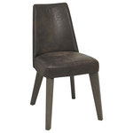 Bentley Designs - Cadell Oak Furniture Brown Distressed Bonded Leather Dining Chairs, Set of 2 - Cadell Oak Brown Distressed Bonded Leather Dining Chair Pair has a fresh and unique look that has been brilliantly designed with dynamic sharp edges and tampered legs to give this range its fantastically modern feel which will certainly transform any living or dining space into one to be envious of.