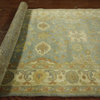 New Magnificent Soft Blue Oushak 4'x6' Hand Knotted Wool Geometric Art Rug H5597
