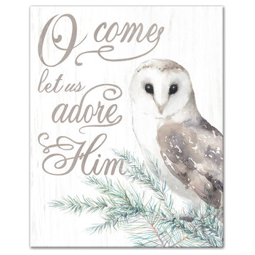 O Come Let Us Adore Him Owl Canvas Wall Art, 16"x20"
