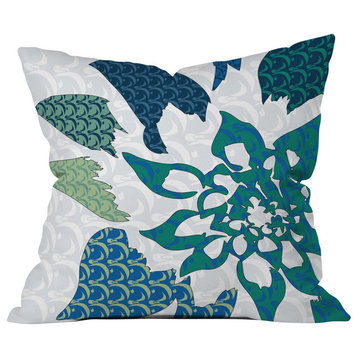 Deny Designs Karen Harris Constance In Blue Blossom Outdoor Throw Pillow