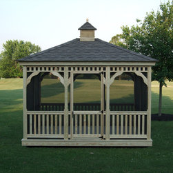 Rectangle Wood Gazebo with Screening - Gazebos