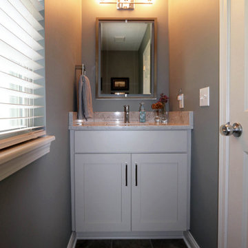 Half Bath with Medallion Maple Caraway Vanity and Eternia Quartz Countertop