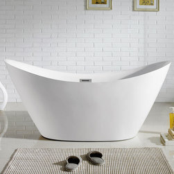 67" x 38" White Oval Soaking Free-Standing Bathroom Tub - Bathtubs