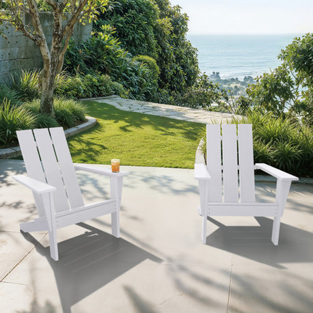 Arcadia Outdoor Patio Adirondack Chair, White, Set of 2