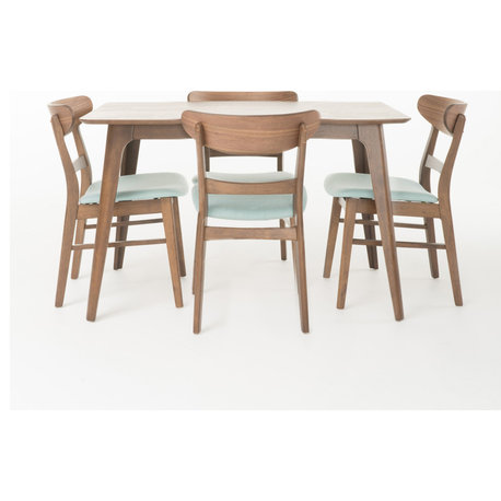 GDF Studio Mid-Century Modern 5 Piece Dining Set, Mint