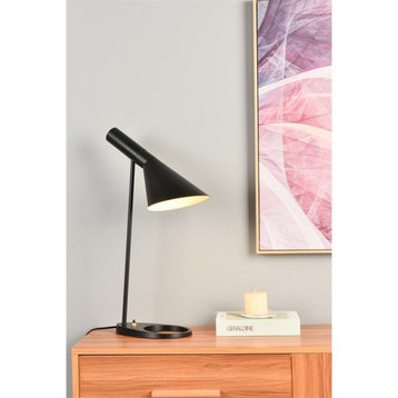 Maklaine Modern 1-Light Modern Metal Table Lamp in Black Finish