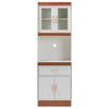 Laurana White and Cherry Kitchen Cabinet and Hutch
