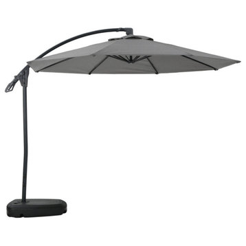 GDF Studio Sahara Outdoor Water Resistant Canopy With Plastic Base Aluminum Pole, Gray