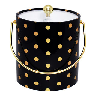 White With Gold Polka Dots 3 qt. Ice Bucket | mricebucket