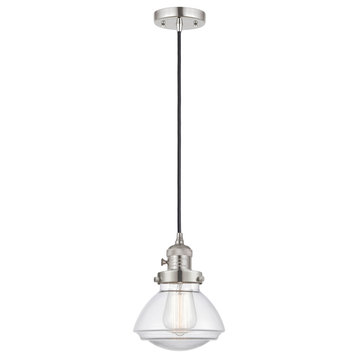 Olean Mini Pendant With Switch, Polished Nickel, Clear