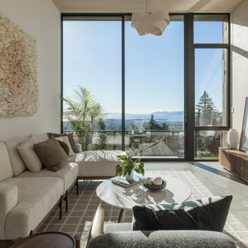 Lower-level Living room - Fold House Berkeley Hills new construction