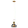 1-Light Large Bell 8" Pendant, Brushed Brass, Glass: Plated Smoked