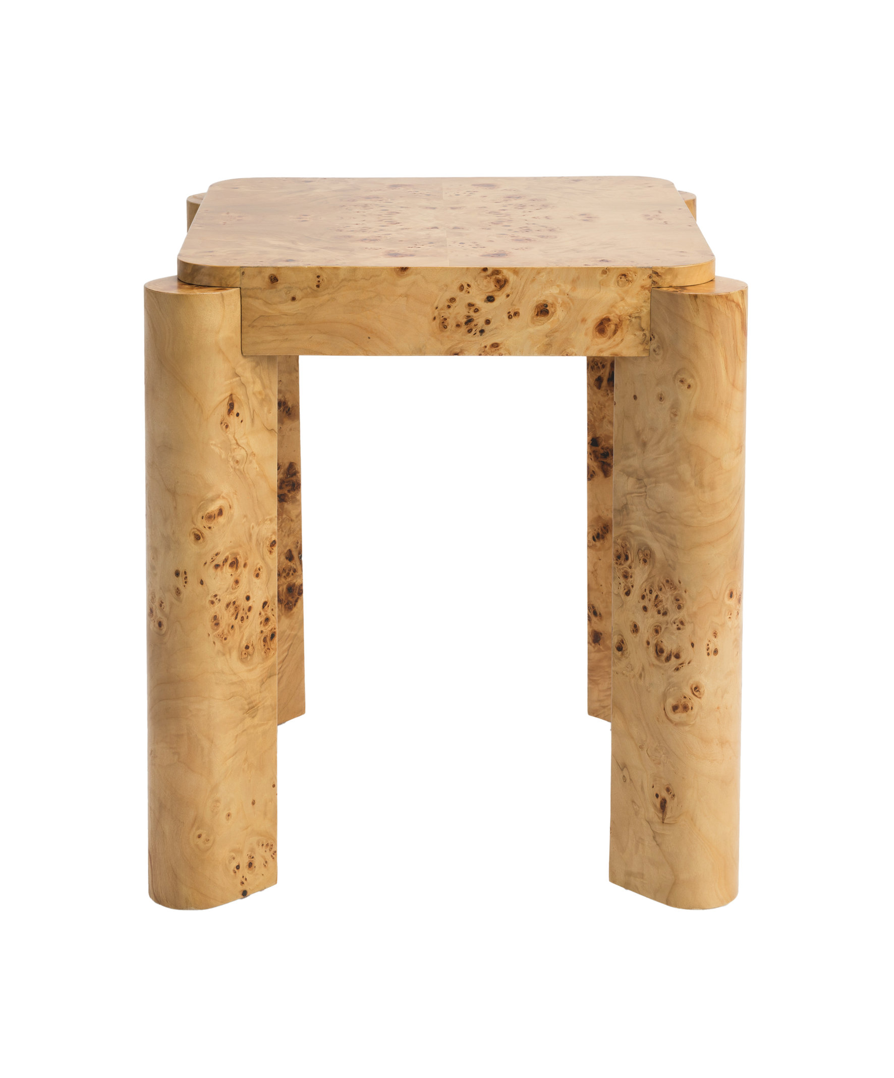 Studio London Chorus Modern Wooden Side Table Nightstand with Clear Maple Burl