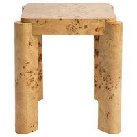 Studio London Chorus Modern Wooden Side Table Nightstand with Clear Maple Burl