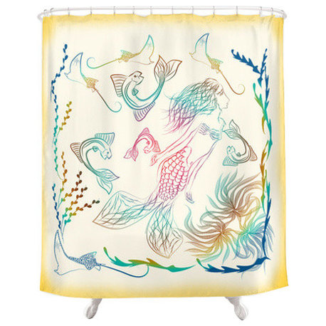 Mermaid Shower Curtain, Nautical Bathroom