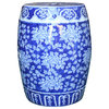 Chinese Blue & White Porcelain Floral Theme Round Stool Table Hws1100