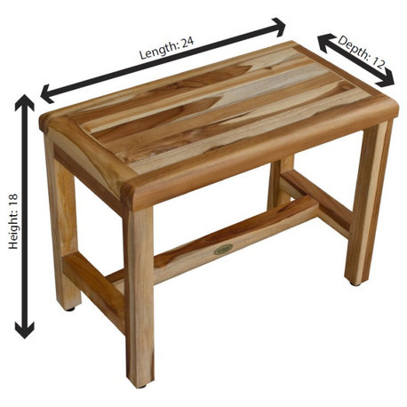 EcoDecors EarthyTeak Classic 35" Teak Shower Bench, 24"
