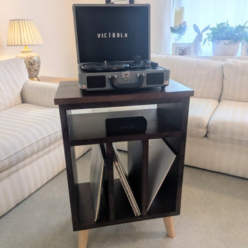 Custom Cherry Record Player Stand | Vinyl Record Storage Cabinet
