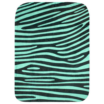 Zebra Print Throw Blanket, Teal/Black, 42"x60"