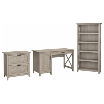 Bush Furniture Key West 54W Computer Desk With 2 Drawer Lateral File Cabinet...