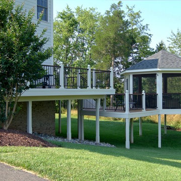 A Multilevel Outdoor Oasis featuring Timbertech Decking and Screened In Gazebo