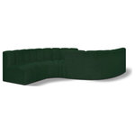 Meridian Furniture - Arc Boucle Fabric Upholstered 6-Pc. Facing Modular Sectional, Green - Give your living room or den the perfect blend of style and versatility with this Arc boucle fabric curved modular Sectional. Part of the Arc modular furniture collection, this Sectional comes upholstered in rich green boucle fabric and features deep channel tufting that adds a touch of luxury while enhancing comfort and support. A seamless combination of form and function, this chair can be used with other Arc pieces to create a myriad of configurations in your well-curated room.