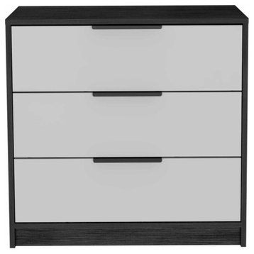 Washington 3 Drawer Dresser with Metal Handles, Smokey Oak/ White