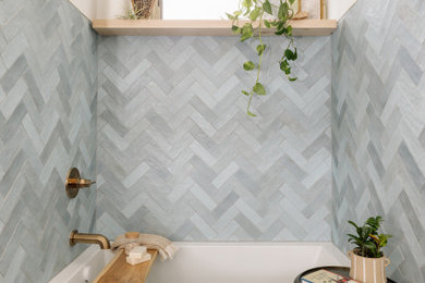 Example of a transitional bathroom design in Denver