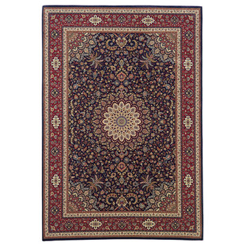 Aiden Traditional Vintage Inspired Blue/Red Rug, 5'3" x 7'9"