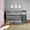 Chelsea Twin Low Loft Bed with Storage, Gray