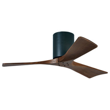 Irene 3 Blade Paddle Ceiling Fan With Walnut Tone Blades, Matte Black, 42"