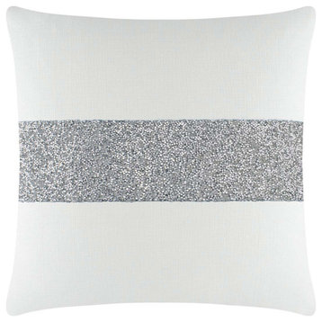 Sparkles Home Luminous Rhinestone Stripe Pillow, 16",  White, Silver