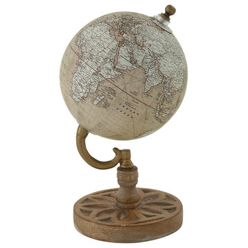 Traditional Beige Wood Globe 24977