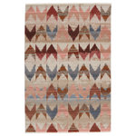 Jaipur Living - Nikki Chu by Jaipur Living Zevi Chevron Area Rug, Pink/Beige, 9'6"x12'7" - Inspired by the African motifs, the Sanaa collection by Nikki Chu is the perfect combination of statement-making patterns and easy-to-decorate-with hues. The Zevi rug boasts a perfectly distressed chevron design in tones of blush, pink, beige, and tan with ivory fringe trim for added texture and vintage allure. This power-loomed rug features a plush and durable blend of polyester and polypropylene, lending the ideal accent to high-traffic spaces.