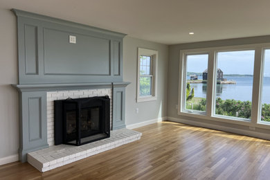 Living room - coastal living room idea in Boston
