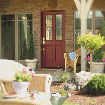 Rogue Valley Entry Doors - Beautify cut smooth wood and textured glass door