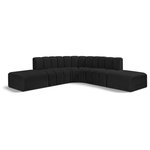 Meridian Furniture - Arc Boucle Fabric Upholstered 6-Pc. L-Shaped Modular Sectional, Black - Give your living room or den the perfect blend of style and versatility with this Arc boucle fabric curved modular Sectional. Part of the Arc modular furniture collection, this Sectional comes upholstered in rich black boucle fabric and features deep channel tufting that adds a touch of luxury while enhancing comfort and support. A seamless combination of form and function, this chair can be used with other Arc pieces to create a myriad of configurations in your well-curated room.