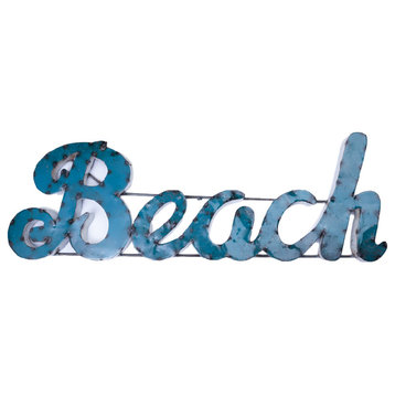 "Beach" Recycled Metal Sign