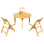 Teak Deals - 4-Piece Outdoor Teak Dining Set: 48" Round Table, 3 Surf Folding Arm Chairs - Set includes: 48" Round Dining Table and 3 Folding Arm Chairs.