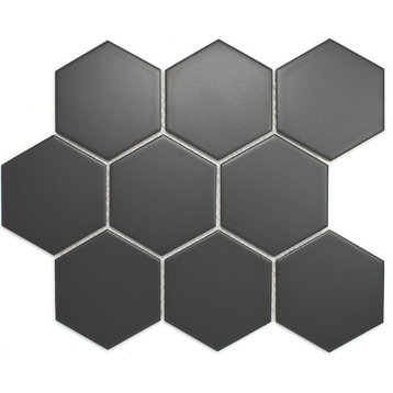 10.75"x10" Toran Porcelain Mosaic Tile Sheet, Dark Gray