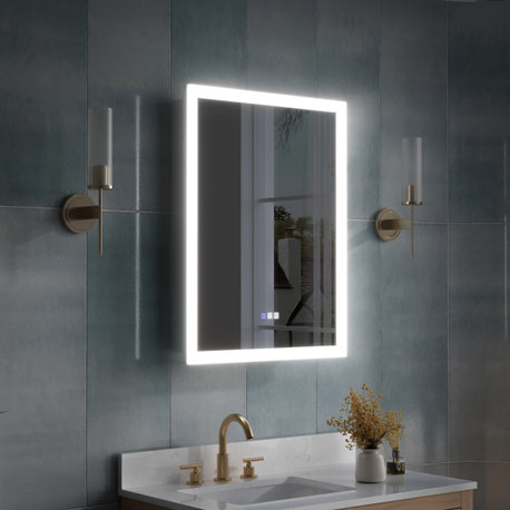 Recessed/Surface Mount LED Medicine Cabinet with 3X Magnifier Glass, 24"x32" Left Hinge