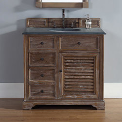 36 inch Bathroom Vanity Driftwood Finish, Black Rustic Granite Top - Bathroom Vanities And Sink Consoles